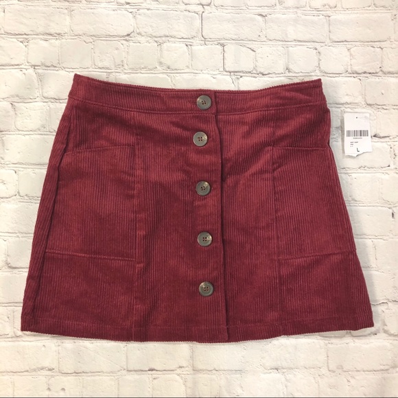 Chloe & Katie Dresses & Skirts - Chloe & Katie Burgundy Corduroy Mini Skirt Size Lg